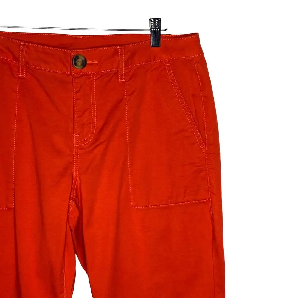 CAbi 6046 Womens Size 10 Orange Corel Utility Twill‎ Trouser Chino Pants Stretch